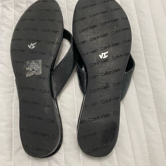 Calvin Klein Leather Upper Flip Flops Women Size 8 - Picture 4 of 5